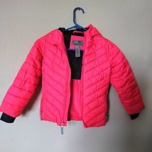 Champion Girls Neon Pink Puffer Jacket Size XS 4-5